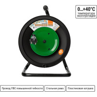 Силовой народный удлинитель на катушке TDM ELECTRIC с 1 выносной розеткой ПВС 1300 Вт без заземления, 50м SQ1307-0404