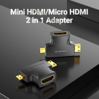 Адаптер-переходник VENTION HDMI 19F/Mini HDMI+Micro HDMI AGFB0