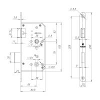 Врезной замок FUARO DD.INOX/WC-55.78 45013