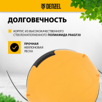 Катушка триммерная полуавтомат., легкая заправка, гайка М10х1.25L, гайка М10х1L, гайка М8х1.25L Denzel 96390