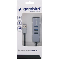 Концентратор usb 3.0 Gembird 4 порта, кабель 17см, UHB-C454