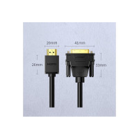 Кабель HDMI - DVI-D Ugreen 24+1,30 AWG, OD 7,3 мм, 1080x60ц, 2 м 10135