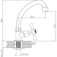 Моно-смеситель для кухни ARCO DA VELLA крест, с гайкой А47(1)07 06450