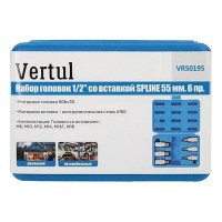 Набор головок 1/2" DR со вставкой SPLINE 55 мм, 6 предметов VERTUL VR50195