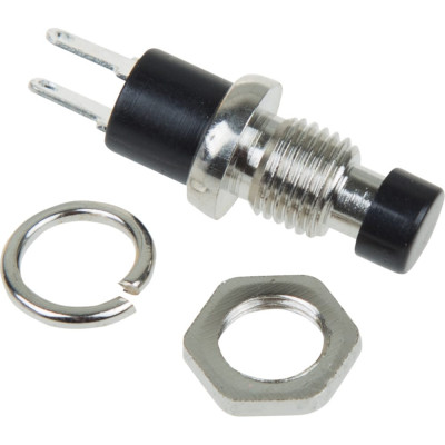 REXANT Выключатель-кнопка металл 220v 2а (2с) off-(on) d7.2 черная micro (rwd-301, pbs-10b) 10 шт 36-3311