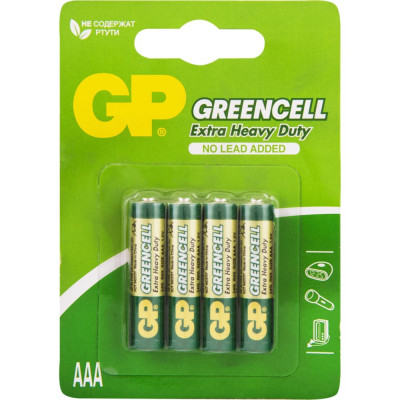 GP Солевые батарейки greencell 24g aaa - 4 шт. в блистре 24G-2CR4 GP 24G-2CR4