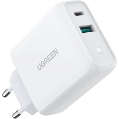 Ugreen Сетевое зарядное устройство USB A + USB C 38W Wall Charger, цвет белый 60468