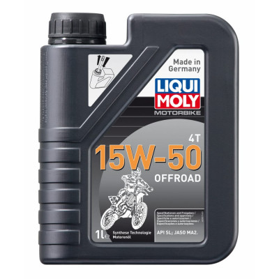 Синтетическое моторное масло 4T для четырехтактных мотоциклов LIQUI MOLY Motorbike 4T Offroad 15W-50 SL;JASO MA2 3057