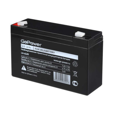 GoPower Аккумулятор свинцово-кислотный LA-6120 6V 12Ah 00-00015322