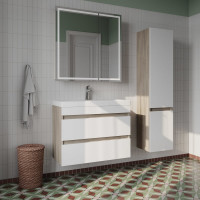 IDDIS Тумба с умывальником подвесная с ящиками, 80 см, белая/под дерево, Zodiac, , подходит ум. 3508000i28 ZOD8AB0i95K