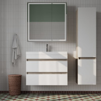 IDDIS Тумба с умывальником подвесная с ящиками, 80 см, белая/под дерево, Zodiac, , подходит ум. 3508000i28 ZOD8AB0i95K