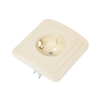 Розетка слоновая кость, с защитными шторками с заземлением 16А серия "Валдай" TDM ELECTRIC SQ1804-0124