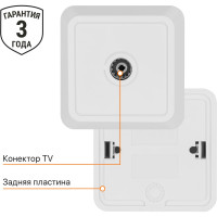 Розетка TDM ELECTRIC TВ простая (0-2400 Гц, мама) открытой установки, IP20 белая Ладога SQ1801-0025