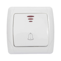 Кнопка звонковая белая с подсветкой 6А TDM ELECTRIC, серия "Онега" SQ1805-0008