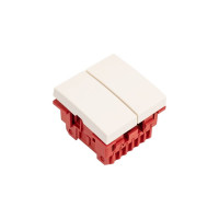 Выключатель 2-контактный LANMASTER двухклавишный, 45х45, белый LAN-EC45x45-S22-WH