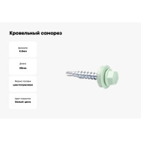 Кровельные саморезы ВИРТУОЗ 4,8х50 мм, RAL 6019, бело-зеленый, 10 шт. 2491