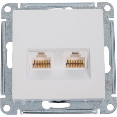2-местный механизм компьютерной розетки Systeme Electric RJ45 AtlasDesign CAT.5e жемчужный ATN000485