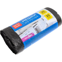 Мешки для мусора прочные (30 л; 50х60 см; 10 мкм; 30 шт.; ПНД; черные; в рулоне) OfficeClean 228591