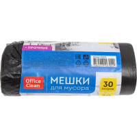 Мешки для мусора прочные (30 л; 50х60 см; 10 мкм; 30 шт.; ПНД; черные; в рулоне) OfficeClean 228591