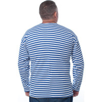 Плотная тельняшка с длинным рукавом БЕРТА 100% хлопок, голубая полоса 700г-48-50