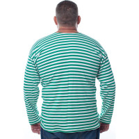 Плотная тельняшка с длинным рукавом БЕРТА 100% хлопок, зеленая полоса 700з-56-58