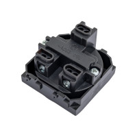 Электрическая розетка DKC без заземления, со шторками, черная, 2 модуля 77483N 24079