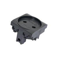 Электрическая розетка DKC без заземления, со шторками, черная, 2 модуля 77483N 24079