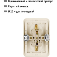Розетка двойная слоновая кость, с защитными шторками с заземлением 16А серия "Валдай" TDM ELECTRIC SQ1804-0126