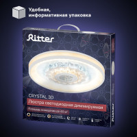 Светодиодная диммируемая люстра RITTER с ДУ CRYSTAL 3D 120Вт, 3000К+6000K/4200К/6000К+3000K, 7920Лм, 480x60мм 52368 0