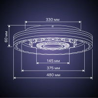 Светодиодная диммируемая люстра RITTER с ДУ CRYSTAL 3D 120Вт, 3000К+6000K/4200К/6000К+3000K, 7920Лм, 480x60мм 52368 0