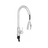 Смеситель для кухни СоюзКран выдвижной излив 40 см., керамический картридж 35 мм., нержавеющая сталь SS01-E132 567-093