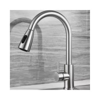 Смеситель для кухни СоюзКран выдвижной излив 40 см., керамический картридж 35 мм., нержавеющая сталь SS01-E132 567-093