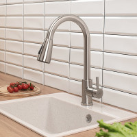 Смеситель для кухни СоюзКран выдвижной излив 40 см., керамический картридж 35 мм., нержавеющая сталь SS01-E132 567-093