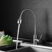 Смеситель для кухни СоюзКран гибкий излив, керамический картридж 35 мм., нержавеющая сталь SS01-F132 567-090