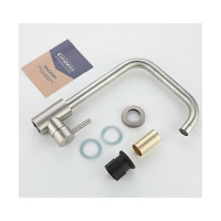 Смеситель для кухни СоюзКран поворотный излив 30 см., керамический картридж 35 мм., нержавеющая сталь SS01-G132 567-091