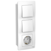 Розетка+выключатель Systeme Electric Blanca внутр Бел з/к шт 16А, 250В+выкл1кл.+выкл 1кл. SE BLNBS101101