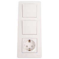 Розетка+выключатель Systeme Electric Blanca внутр Бел з/к шт 16А, 250В+выкл1кл.+выкл 1кл. SE BLNBS101101