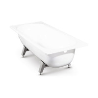 Стальная ванна ВИЗ ANTIKA 170x70x40 см, с опорной подставкой, с рантом, белая орхидея A-70001