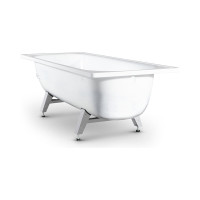 Стальная ванна ВИЗ ANTIKA 170x70x40 см, с опорной подставкой, с рантом, белая орхидея A-70001