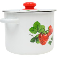 Эмалированная кастрюля Сибирские товары цилиндрическая, 3.5 л, крышечка, декор с пластиковой кнопкой ПС3539