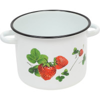 Эмалированная кастрюля Сибирские товары цилиндрическая, 3.5 л, крышечка, декор с пластиковой кнопкой ПС3539