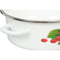 Эмалированная кастрюля Сибирские товары Калина красная цилиндрическая, 2.0 л, с ободком, белая ПД2068