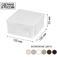 Коробка распределительная TDM ELECTRIC 100х100х55мм, крышка, IP54, 8 входов, белая SQ1401-0923