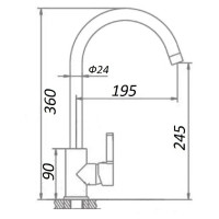 Кухонный смеситель WISENT нержавеющая сталь, с PVD покрытием W4998-3-U