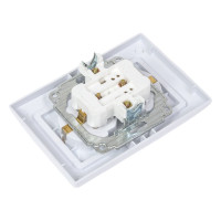 Розетка Intro Solo 4-205-01 с заземлением двойная 2x2P+E Schuko, 16А-250В, IP20, СУ, белый, Б0053674