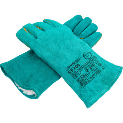 Спилковые пятипалые краги Armprotect утепленные, искусственный мех, бирюзовые, р11 SK200 4631161388513