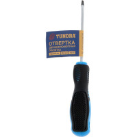 Шлицевая отвертка  ТУНДРА CrV, хром, магнит, двухкомпонентная рукоятка, SL3 х 75 мм 5295980
