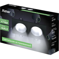 Встраиваемый потолочный светильник RITTER Artin, 2хGU5.3, 175х94х25мм, алюминий, черный 51426 8