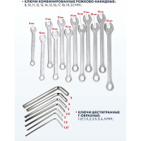 Набор инструментов Forsage 216пр. 1/4", 3/8", 1/2" 6гр. 4-32мм F-38841/Premium/(16625)