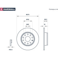 Тормозной диск задний Skoda Octavia II A5, III A7, IV A8 04- / Yeti 09-, VW Golf MARSHALL M2000500